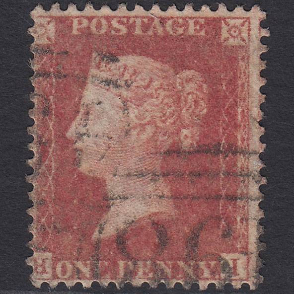 GB QV 1857 1d Rose-red (Plate 62) SG40-C10(1) HI FU Manchester 498