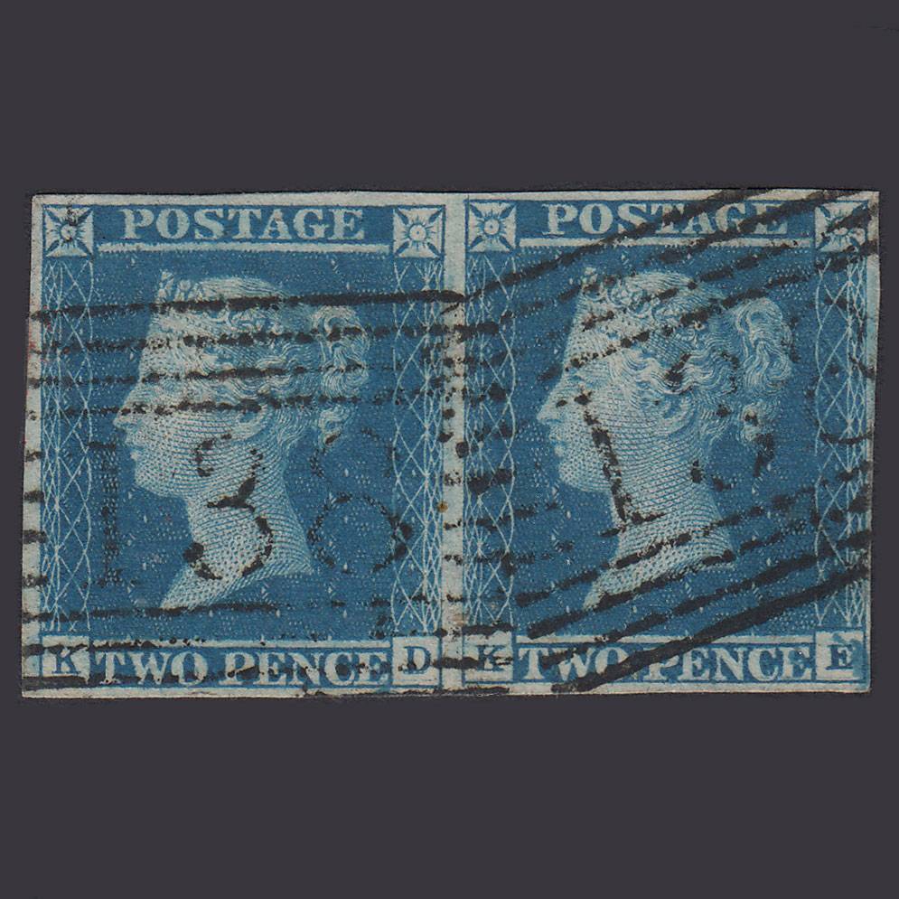 GB QV 1841 2d Blue (Plate 3) SG14-E1(2) KD-KE VFU Pair 4M Eyemouth 138