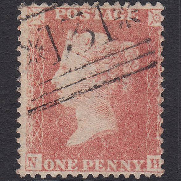 GB QV 1857 1d Rose-red (Plate 58) SG40-C10(1) NH GU Edinburgh 131