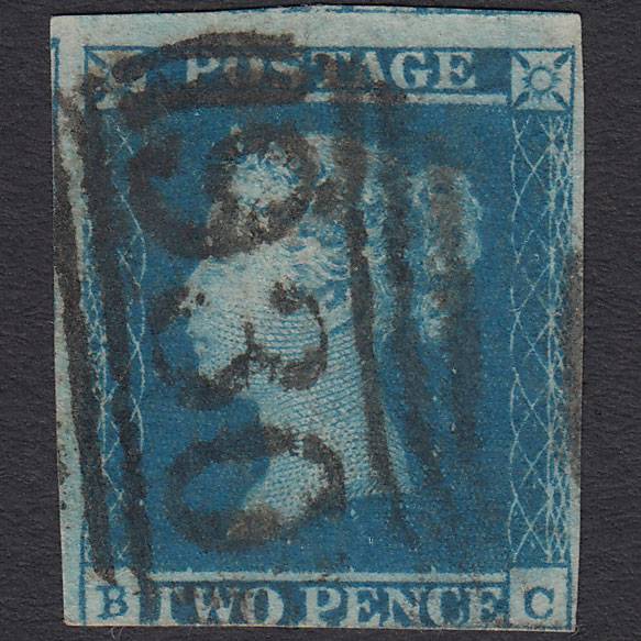 GB QV 1841 2d Blue (Plate 4) SG14-E1(2) BC FU 3 Margins York 930