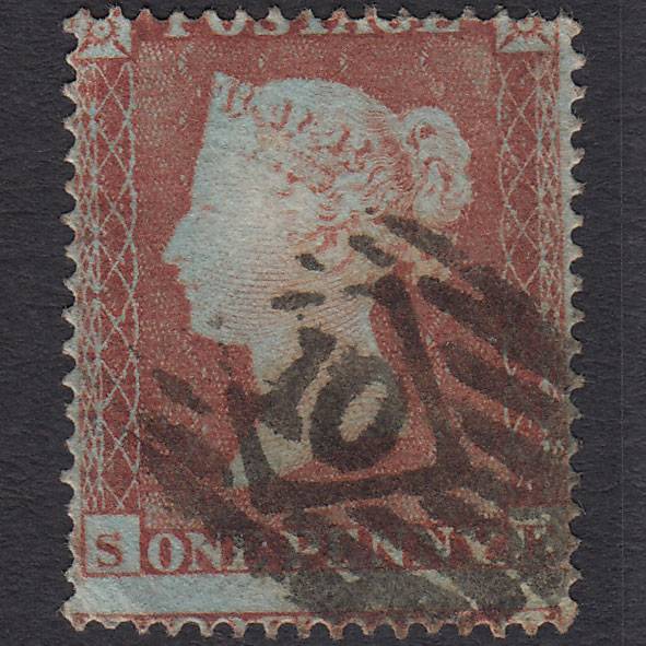 GB QV 1854 1d Red-brown SG17-C1(1) SE GU London IS 10 Misperf
