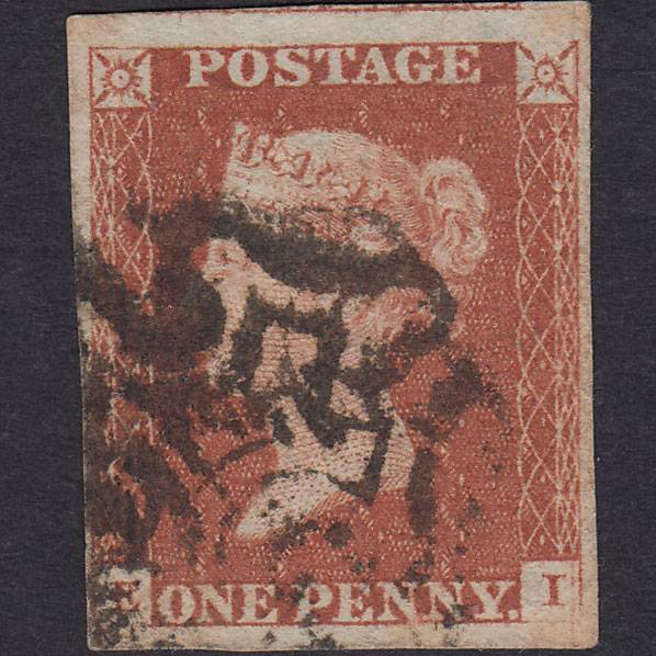 GB QV 1841 1d Red-Brown Plate 27 SG8-B1(1) Guideline EI GU 4 Margins MX