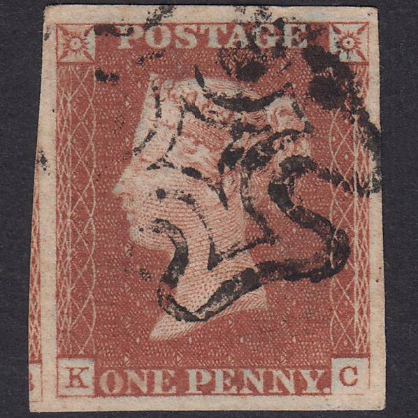 GB QV 1841 1d Red-Brown Plate 21 SG8-B1(1) Blue Head KC FU 4 Margins MX