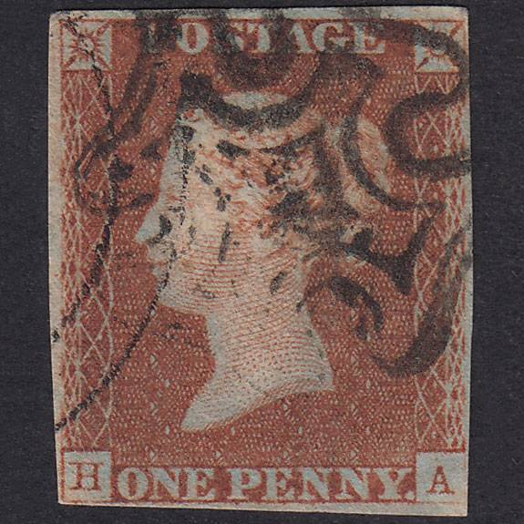 GB QV 1841 1d Red-Brown Plate 21 SG8-B1(1) HA FU 4M MX & Town Pmk