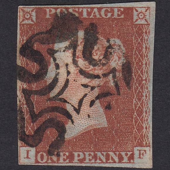 GB QV 1841 1d Red-Brown Plate 21 SG8-B1(1) IF FU 4 Margins Maltese Cross