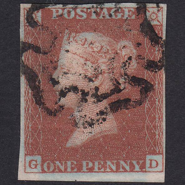 GB QV 1841 1d Red-Brown Plate 36 SG8-B1(1) GD GU 4 Margins Maltese Cross