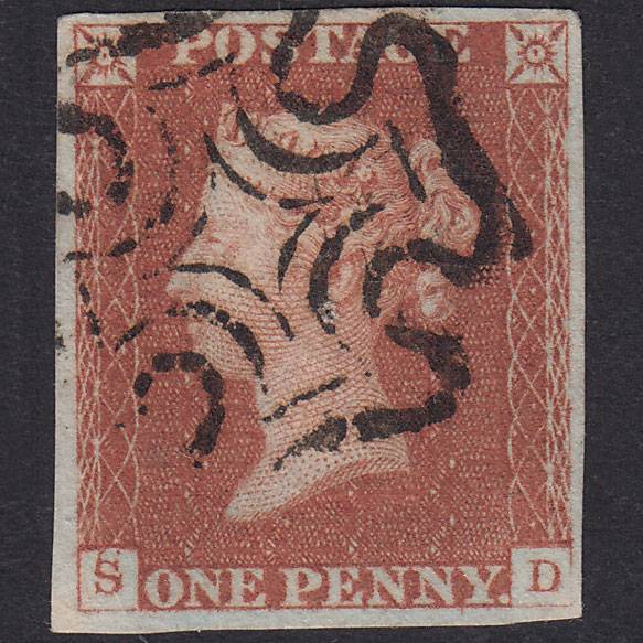 GB QV 1841 1d Plate 21 SG8-B1(1) SD PU 4M MX Double Letter Pinhole