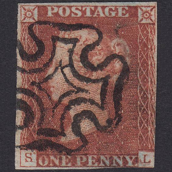 GB QV 1841 1d Red-Brown Plate 21 SG8-B1(1) Constant Variety SL GU MX