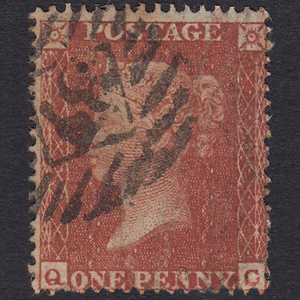 GB QV 1855 1d Red-Brown Plate 11 SG26-C5(1) QC GU London IS Cancel