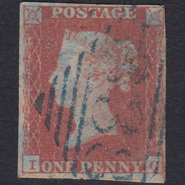 GB QV 1841 1d Plate 91 SG8-B1(1) IG PU 4M Blue Mountmellick 338 Pinhole