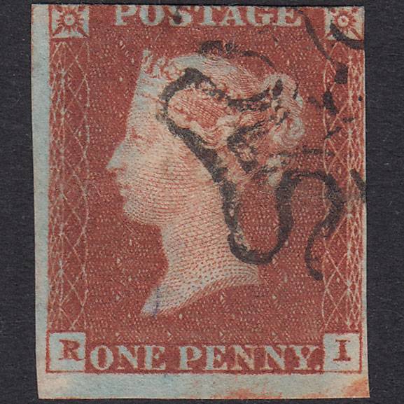 GB QV 1841 1d Red-Brown Plate 33 SG8-B1(1) RI GU 3 Margins MX P To R