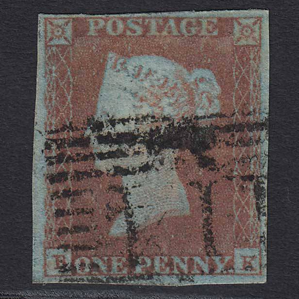 GB QV 1841 1d Red-brown (Plate 102) (SG8) 'BK' GU Dundee (114) 4 Margins