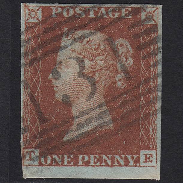 GB QV 1841 1d Red-brown (Plate 66) SG8-B1(1) TE FU Edinburgh 131 4 Margins