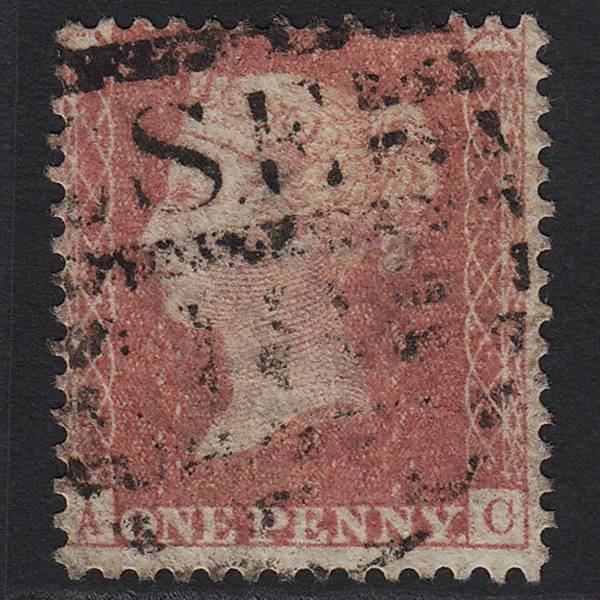 GB QV 1857 1d Pale Rose SG39-C10(3) (Plate 48) AC GU London Missing Imprimatur