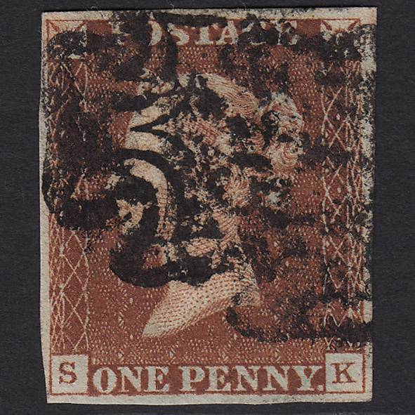 GB QV 1841 1d Red-brown Penny Black (Plate 8) SG7-A2 SK GU 4M Imperf