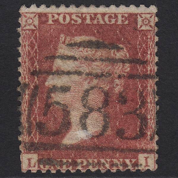 GB QV 1857 1d Rose-red (Plate 43) SG40-C10(1) LI GU Nottingham 583
