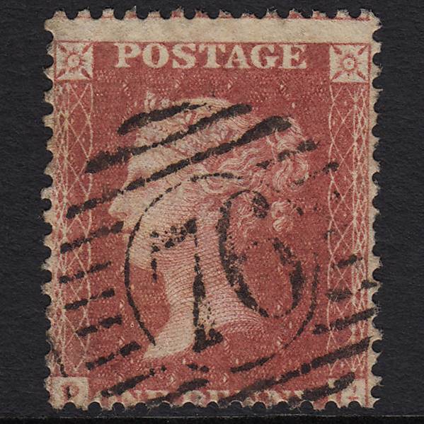 GB QV 1857 1d Rose-red (Plate 56) SG40-C10(1) PG GU London D&S 76 Misperf