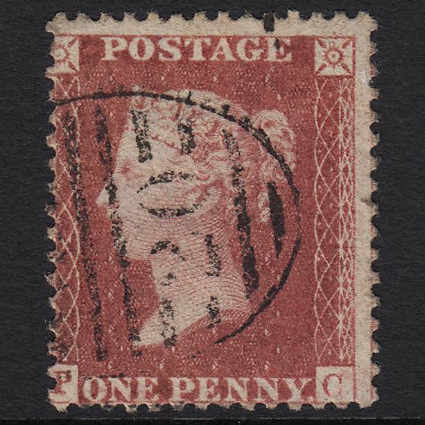 GB QV 1857 1d Rose-red (Plate 56) SG40-C10(1) PC FU London D&S Cancel Misperf