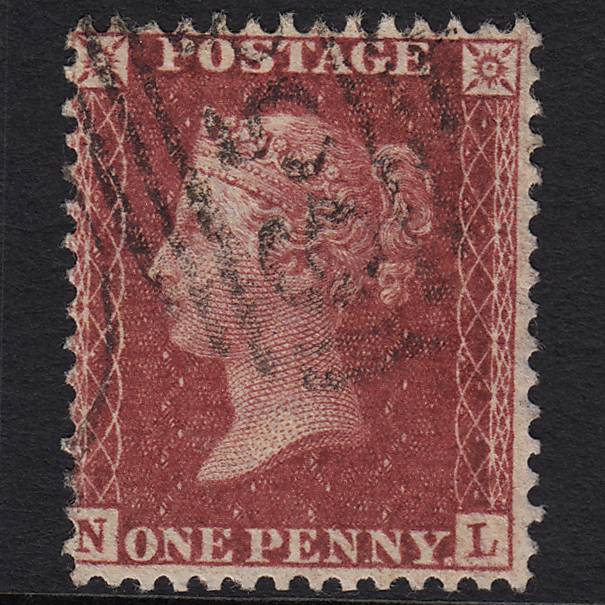 GB QV 1857 1d Deep Rose-red (Plate 55) SG41-C10(4) NL VFU Rotherham 655