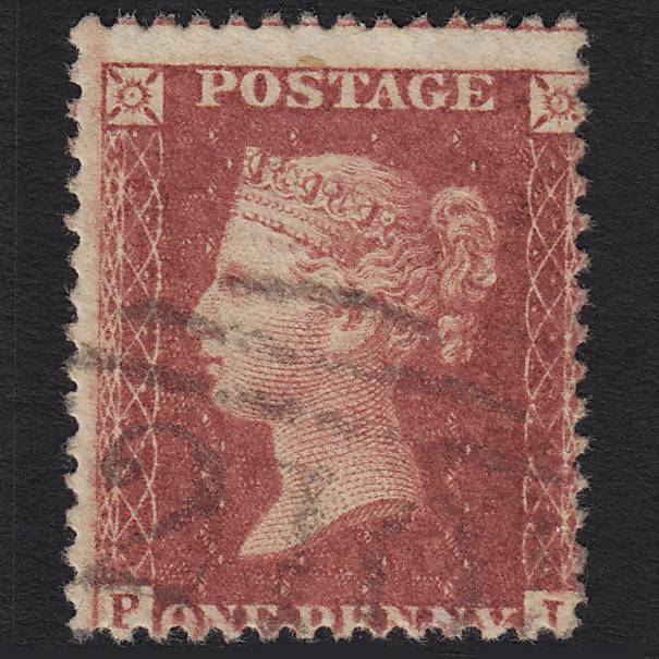 GB QV 1857 1d Rose-red (Plate 59) SG40-C10(1) PI FU Colchester 210 Misperf