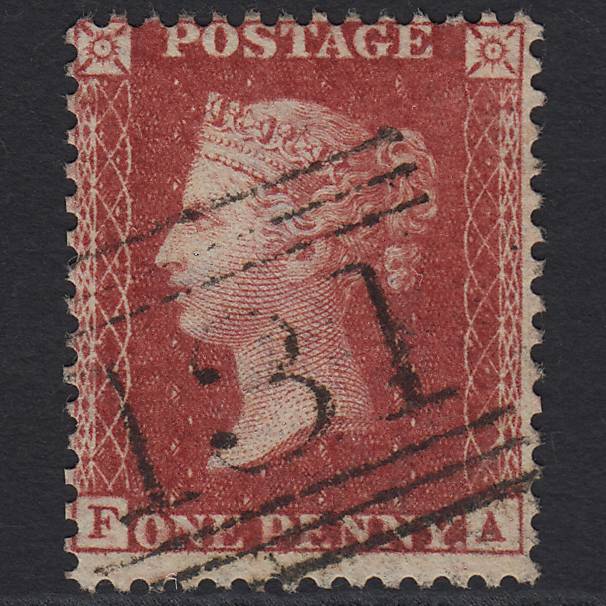 GB QV 1857 1d Deep Rose-red (Plate 60) SG41-C10(4) FA FU Edinburgh 131