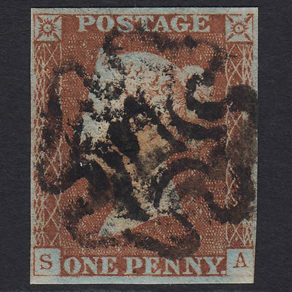 GB QV 1841 1d (Plate 23) SG8-B1(1) SA GU Missing Imprimatur nr 4 Margins MX