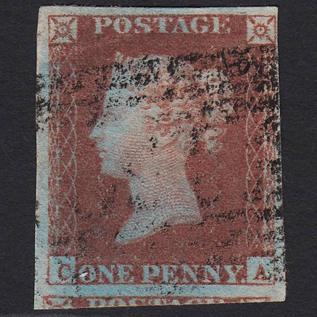 GB QV 1841 1d Red-brown (Plate 86) SG8-B1(1) CA GU Scotland 4 Margins
