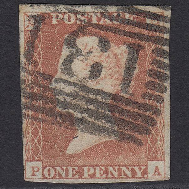 GB QV 1841 1d Pale Red-brown (Plate 70) SG9-B1(3) PA FU 4M Edinburgh 131
