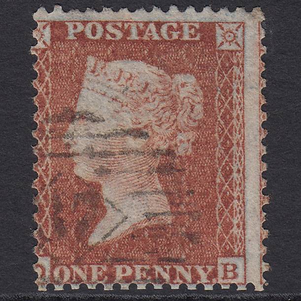 GB QV 1855 1d Red-brown (Plate 10) SG24-C3(1) DB FU London IS Cancel Misperf