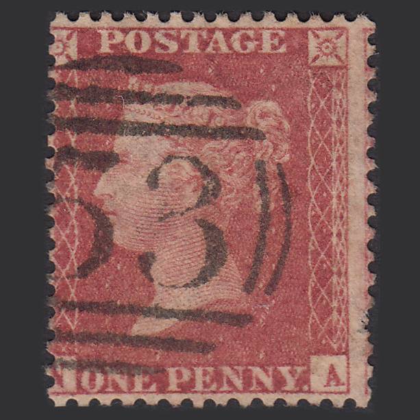 GB QV 1857 1d Rose-red (Plate 36) SG40-C10(1) NA GU Bath 53 Misperf