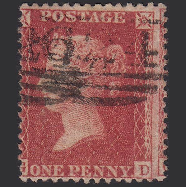GB QV 1857 1d Rose-red (Plate 60) SG40-C10(1) GD FU Misperf