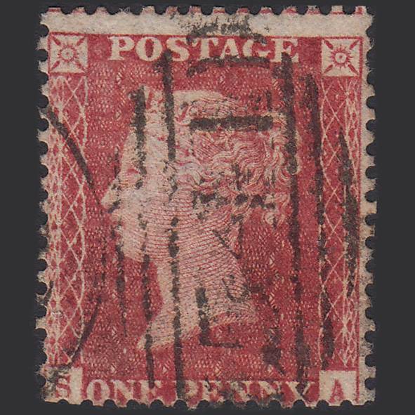 GB QV 1857 1d Rose-red (Plate 57) SG40-C10(1) SA GU Newark 541 Misperf