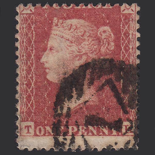 GB QV 1857 1d Rose-red (Plate 59) SG40-C10(1) TK GU London IS 1 Misperf