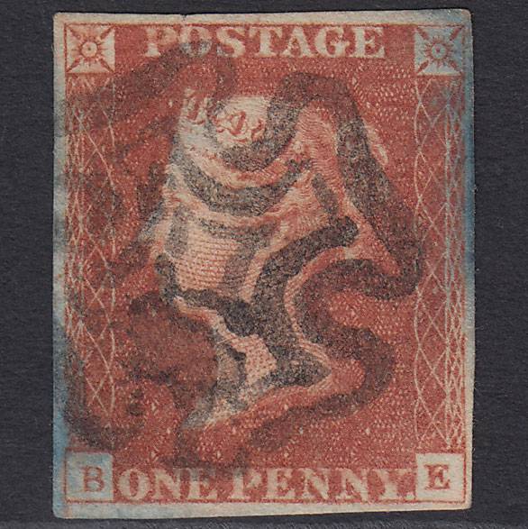 GB QV 1841 1d Red-brown (Plate 20) SG8-B1(1) BE GU 4 Margins MX Tear
