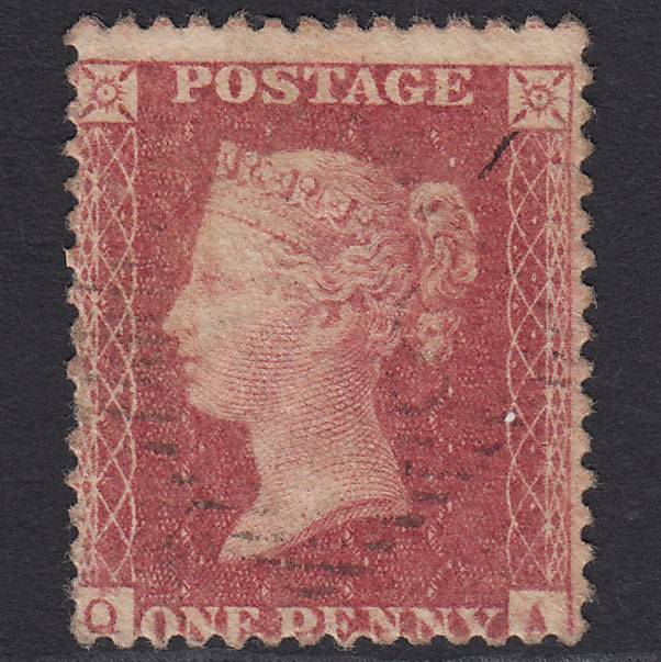 GB QV 1857 1d (Plate 57) SG40-C10(1) QA FU Light Irish Cancel Misperf
