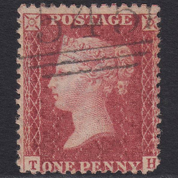 GB QV 1857 1d Rose-red (Plate 43) SG40-C10(1) TH GU Newcastle 545