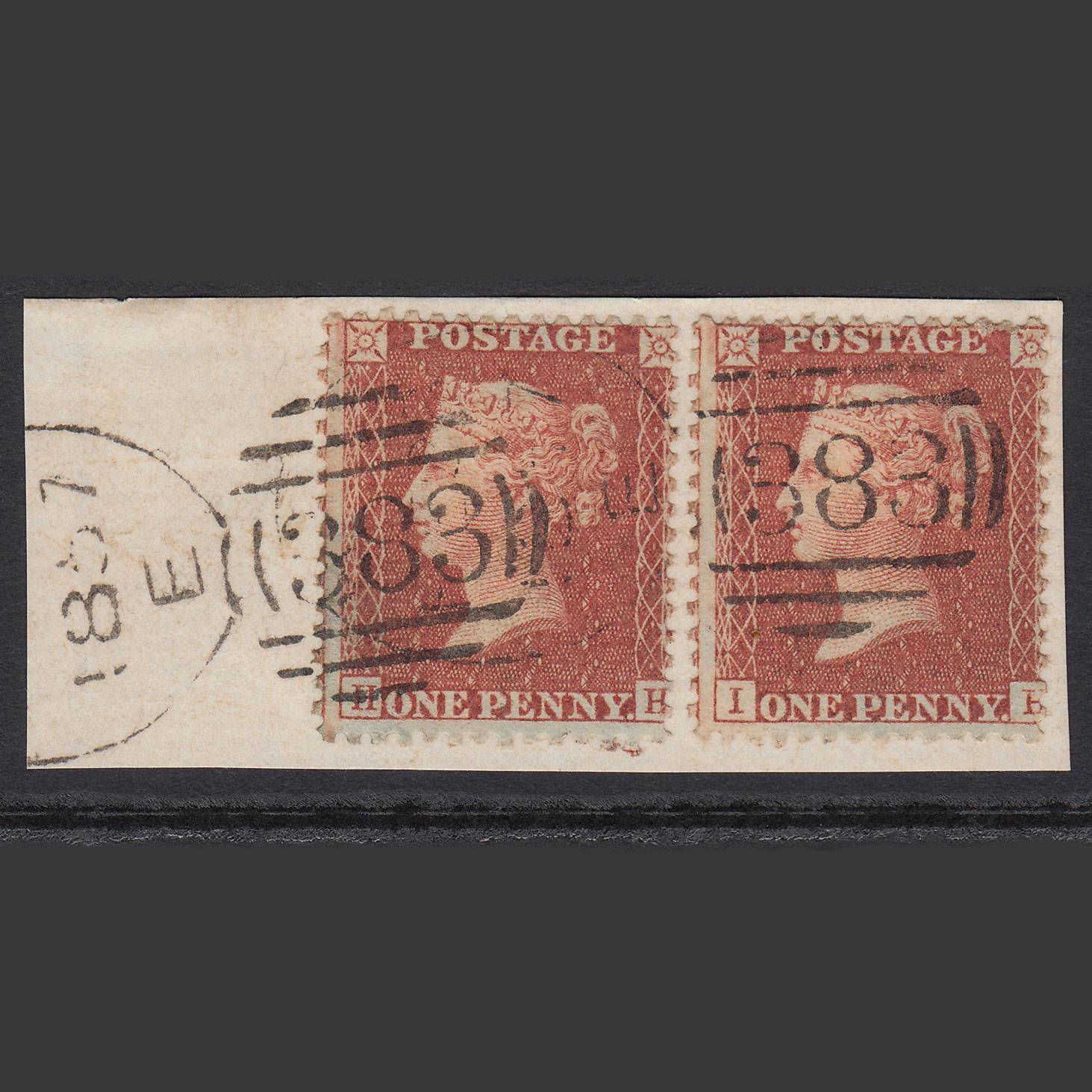 GB QV 1856 1d (Plate 46) SG29-C8(1) HH & IH FU Hull 383 Spoon on Piece