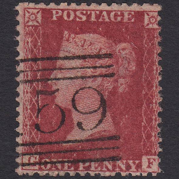 GB QV 1857 1d Deep Rose-red (Plate 55) SG41-C10(4) GF FU Glasgow 159