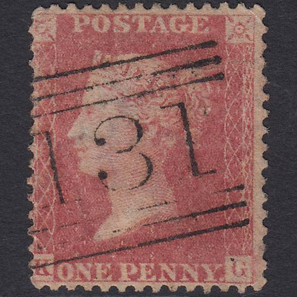 GB QV 1857 1d Pale Rose (Plate 41) SG39-C10(3) KG FU Edinburgh 131
