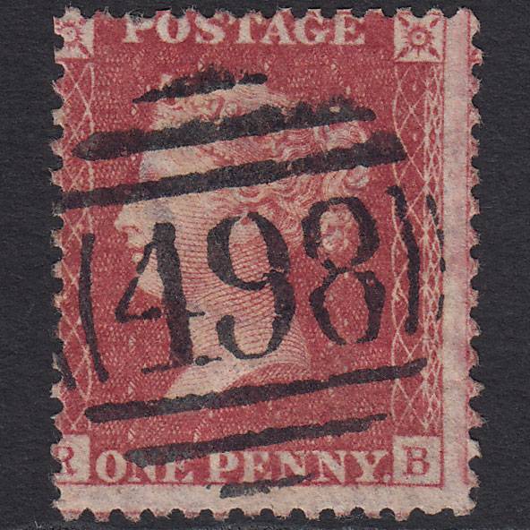 GB QV 1857 1d Rose-red (Plate 43) SG40-C10(1) RB GU Manchester 498 Misperf