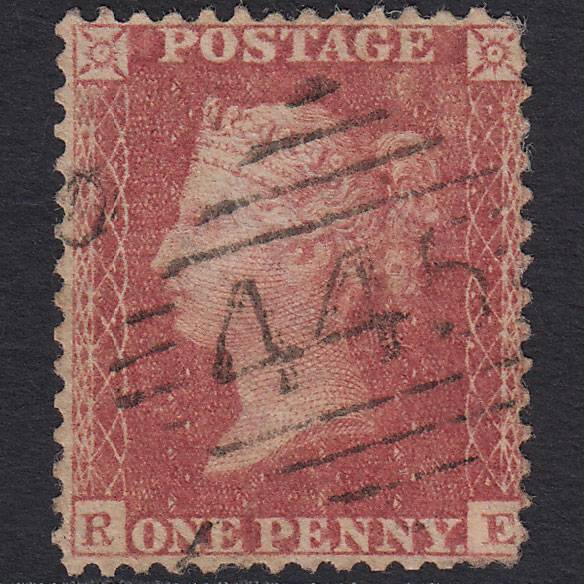 GB QV 1857 1d Rose-red (Plate 57) SG40-C10(1) RE GU Waterford 445
