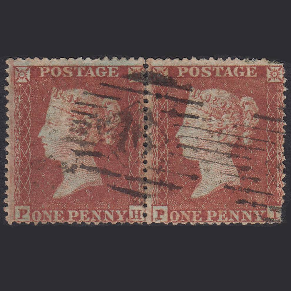 GB QV 1854 1d (Plate 200) SG17-C1(1) PH-PI GU/pu Pair London IS Cancel