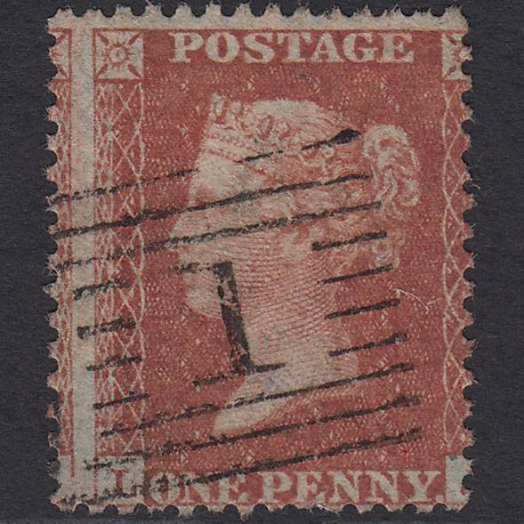 GB QV 1855 1d Red-brown (Plate 18) SGC6(1) LJ GU Aberdeen 1