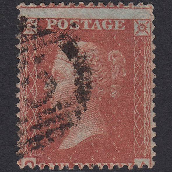 GB QV 1855 1d Red-brown (Plate 12) SG24-C3(1) OA GU Misperf