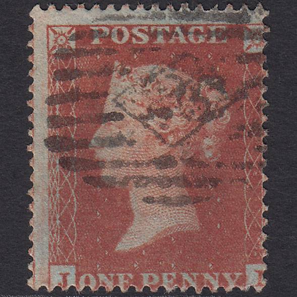 GB QV 1854 1d Red-brown SG17-C1(1) J? GU London IS Cancel Misperf