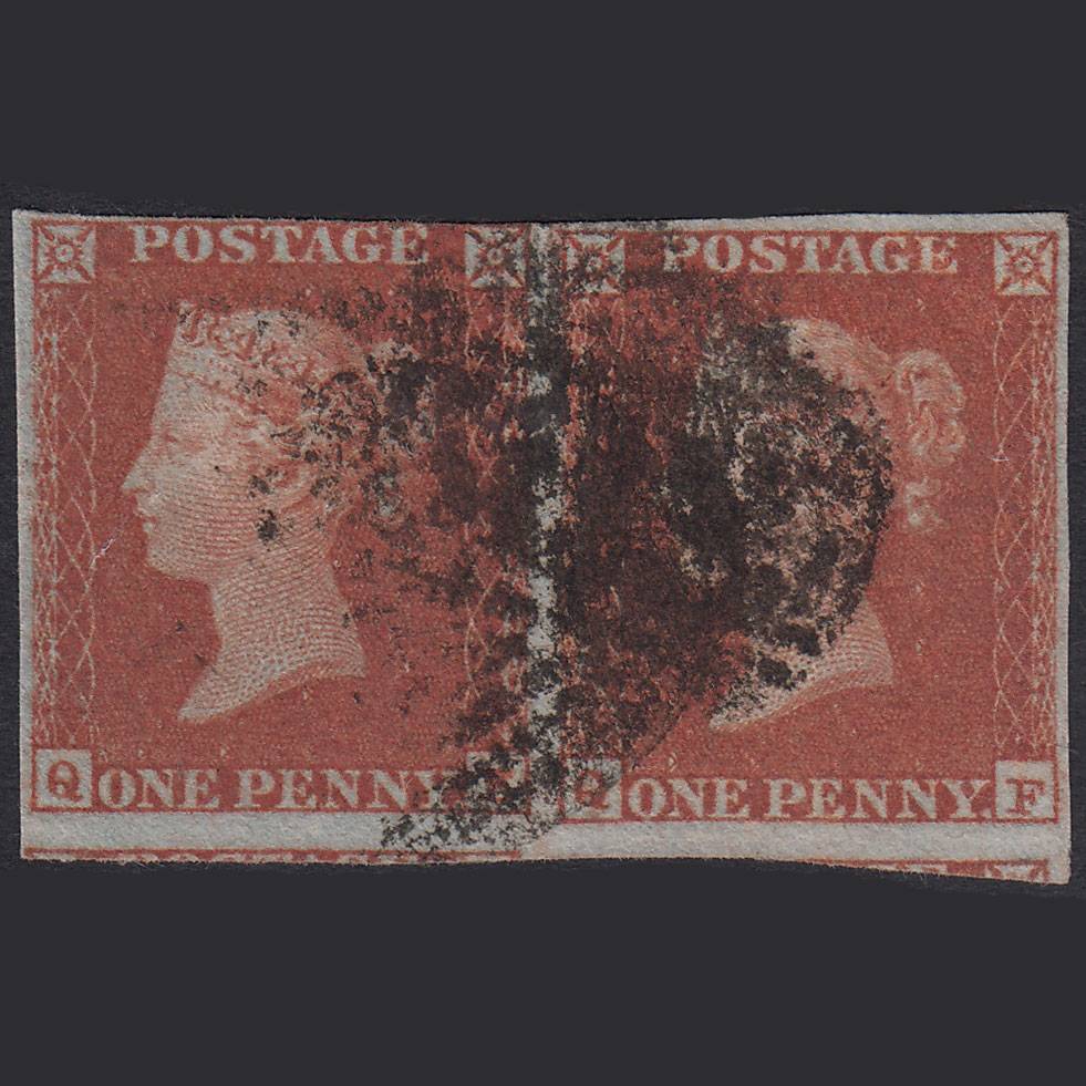 GB QV 1841 1d Red-brown (Plate 131) SG8-B2(1) QE-QF GU Pair nr 4 Margins