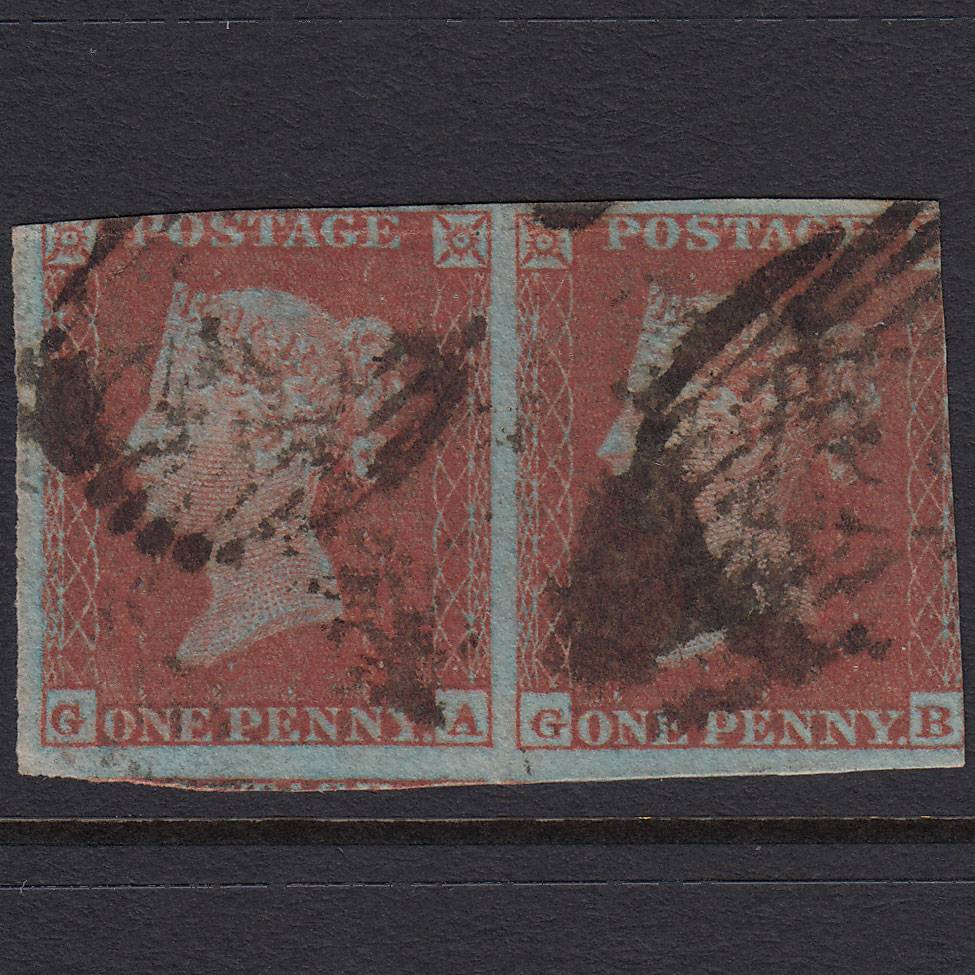 GB QV 1841 1d (Plate 159) SG8-B2(1) GA-GB GU Pair London IS Cancel