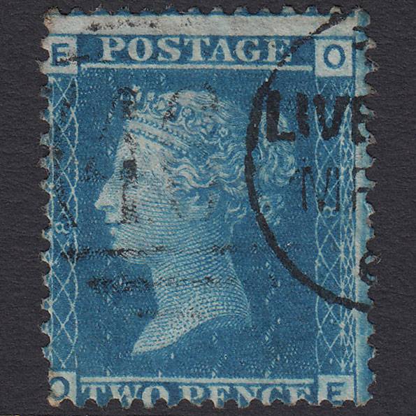 GB QV 1858 2d Blue (Plate 8) SG45-G2 OE GU Liverpool 466 Misperf