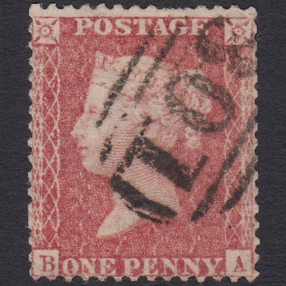 GB QV 1857 1d Rose-red (Plate 27) SG40-C10(1) BA GU Faversham 301