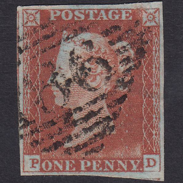 GB QV 1841 1d Pale Red-brown (Plate 52) SG9-B1(3) PD FU 4M Dublin 186